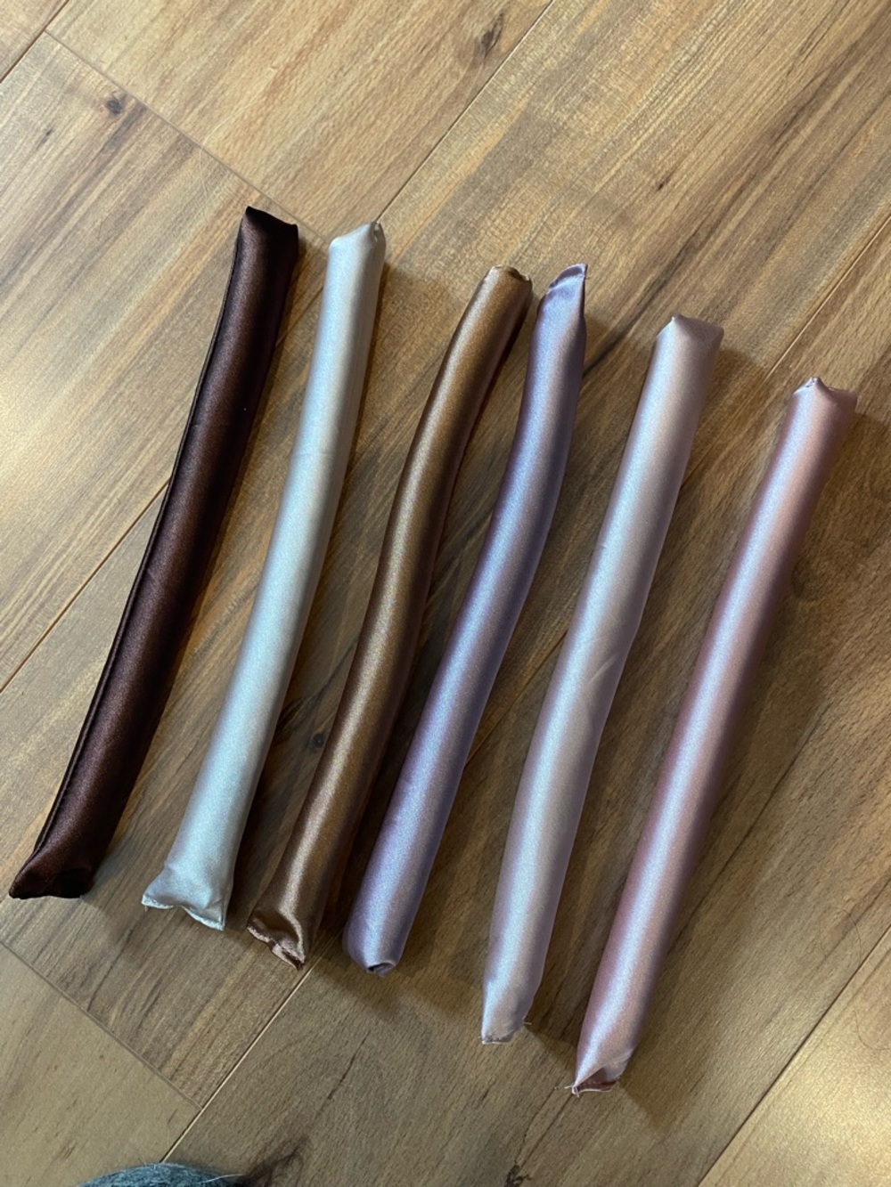 Pack of Satin Hair Curlers in Brown, Champagne, and Rose